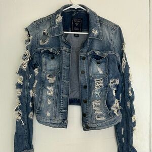 GUESS Ripped Blue Jean Jacket
